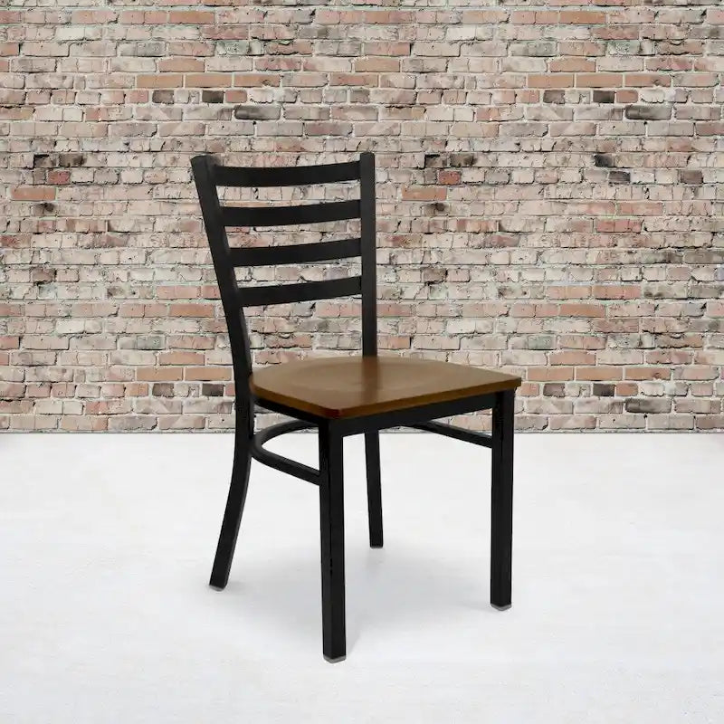 Lot de 2 chaises de restaurant en métal à dossier échelle – 41,9 l x 43,2 P x 81,9 H cm – 41,9 l x 43,2 P x 81,9 H cm