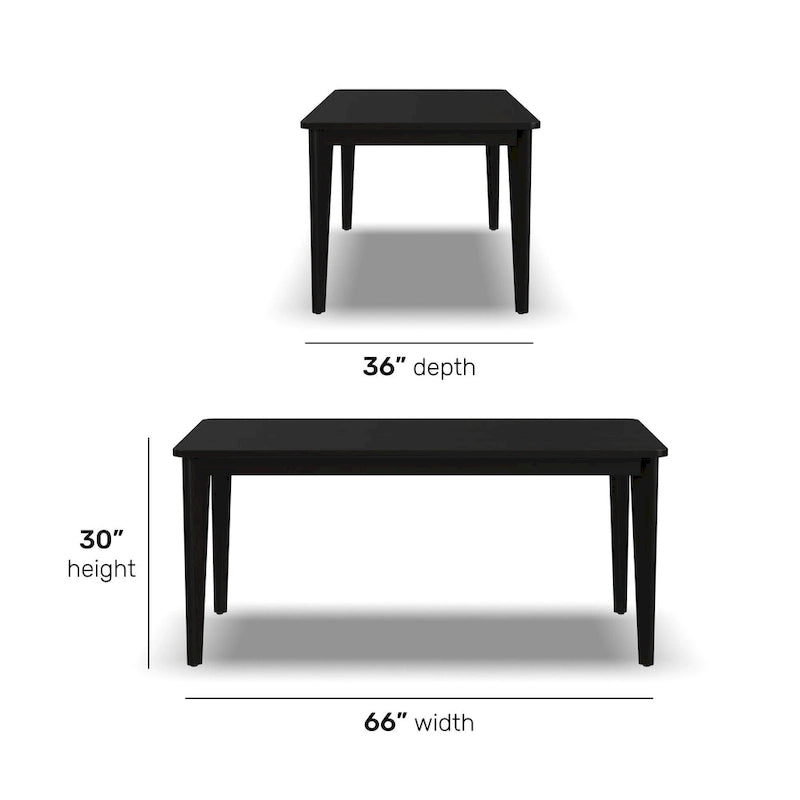 Table à manger rectangulaire en bois noir - 66 x 30 x 36