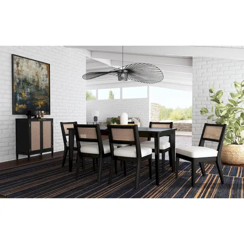 Table à manger rectangulaire en bois noir - 66 x 30 x 36