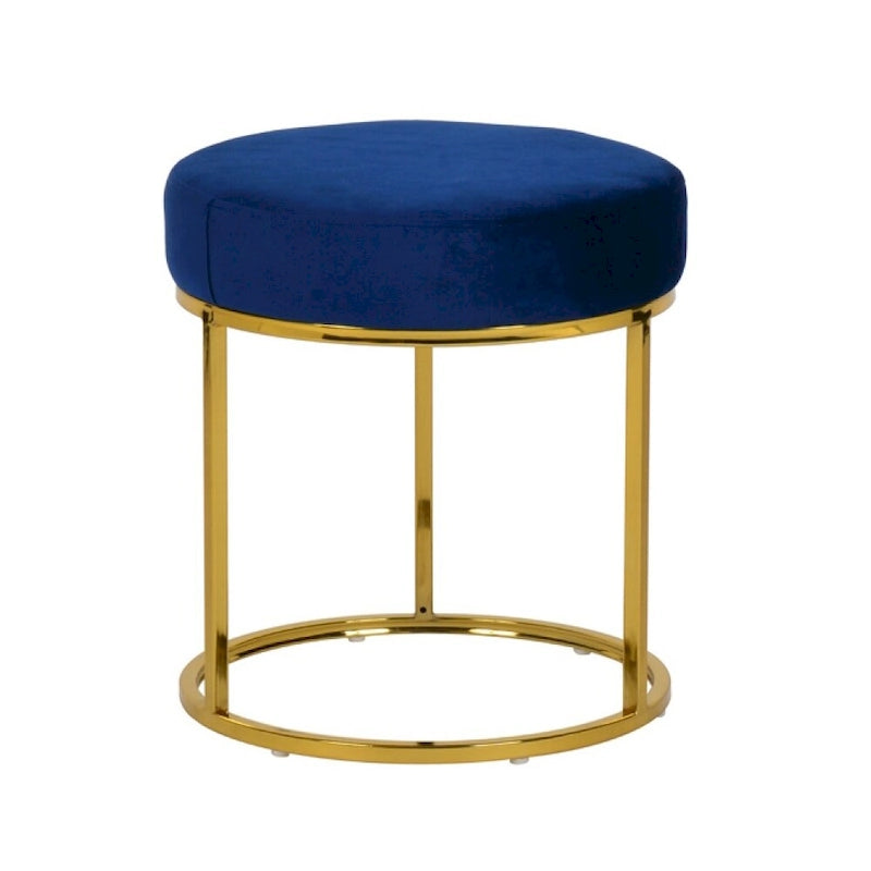 Repose-pieds ottoman moderne en velours bleu et doré