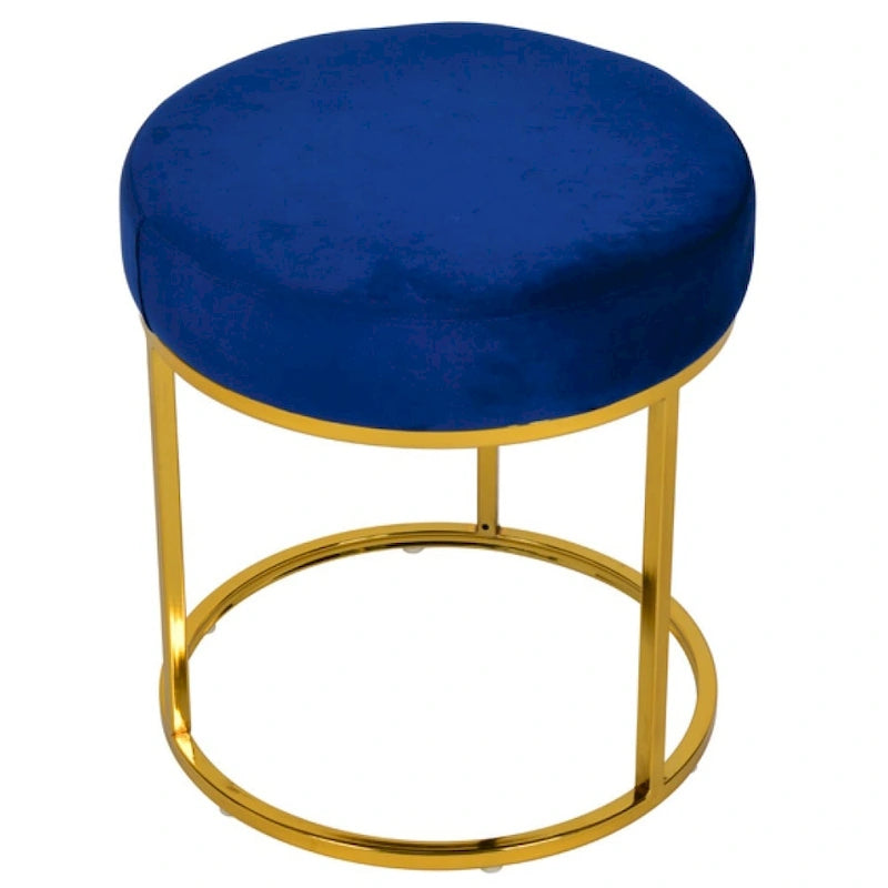 Repose-pieds ottoman moderne en velours bleu et doré