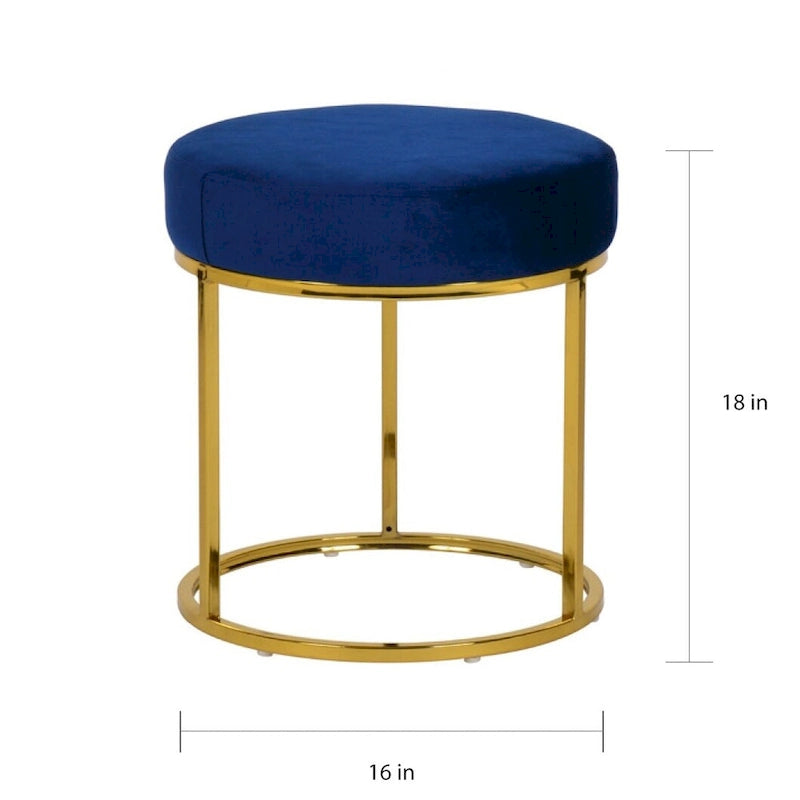 Repose-pieds ottoman moderne en velours bleu et doré