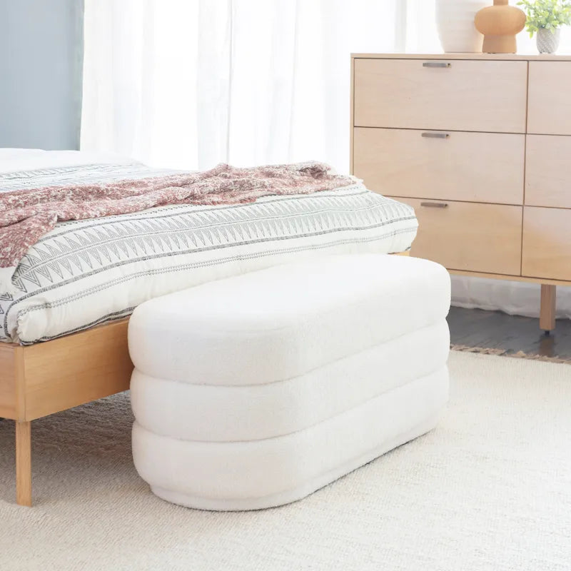 Ottoman oblong sherpa blanc