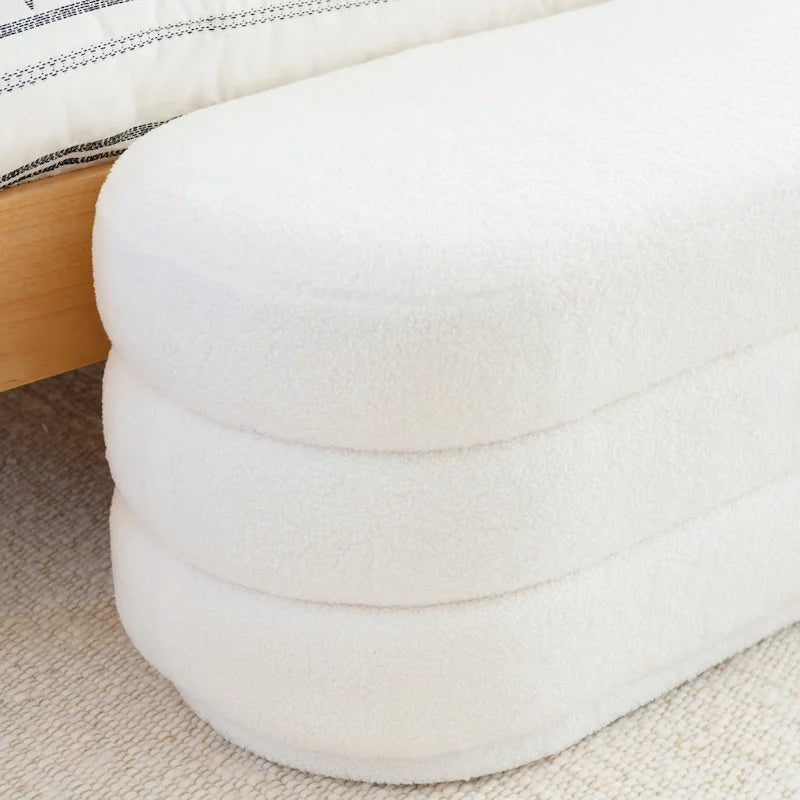 Ottoman oblong sherpa blanc
