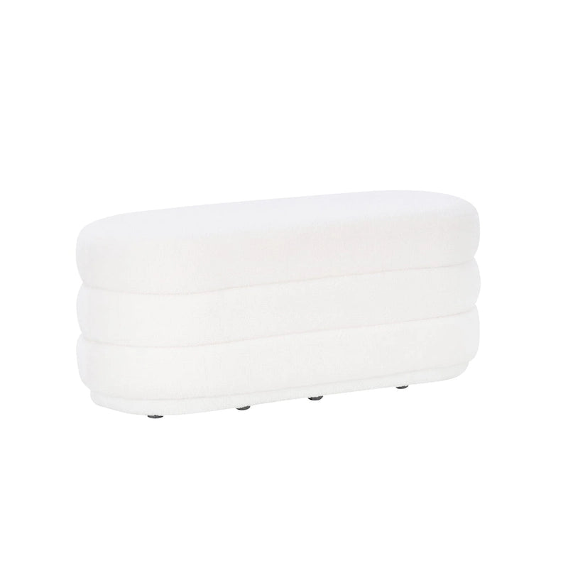 Ottoman oblong sherpa blanc