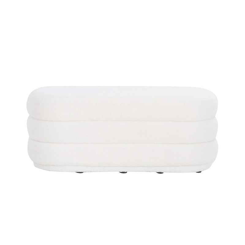 Ottoman oblong sherpa blanc