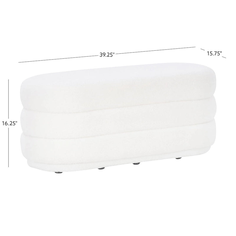 Ottoman oblong sherpa blanc