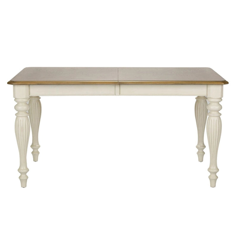 Table de salle à manger rectangulaire avec pieds blancs, couleur noix de muscade