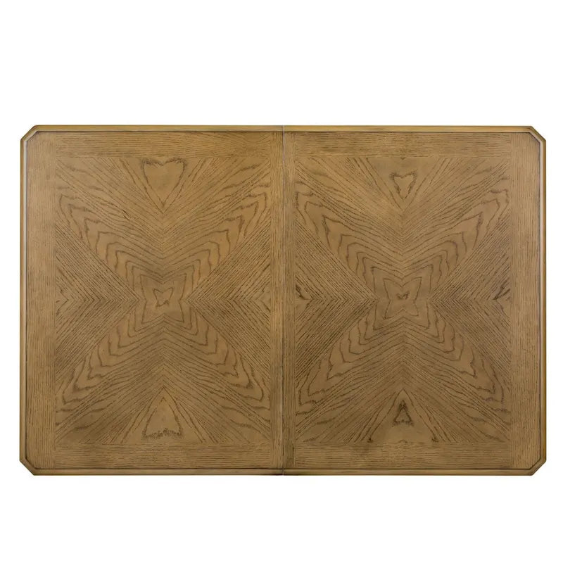 Table de salle à manger rectangulaire avec pieds blancs, couleur noix de muscade