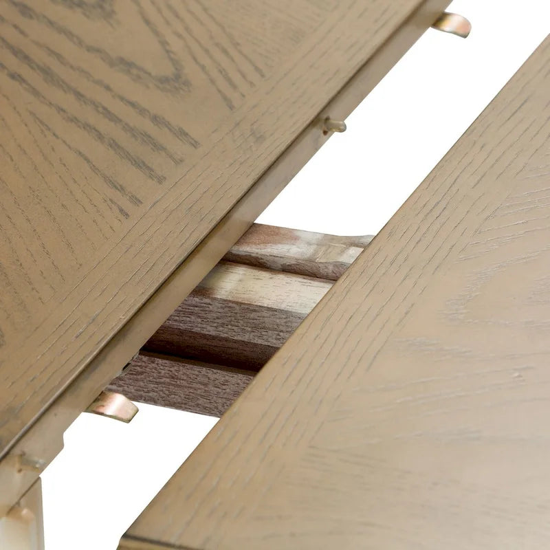 Table de salle à manger rectangulaire avec pieds blancs, couleur noix de muscade