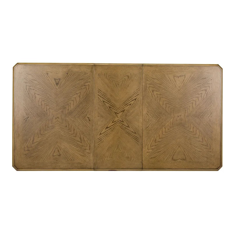 Table de salle à manger rectangulaire avec pieds blancs, couleur noix de muscade