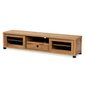 Meuble TV moderne en bois avec 1 tiroir et portes coulissantes en verre