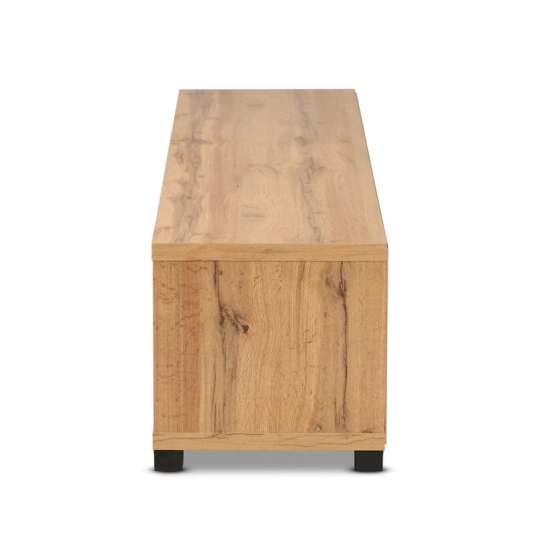 Meuble TV moderne en bois avec 1 tiroir et portes coulissantes en verre