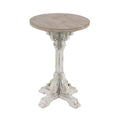 Table d'appoint ou de chevet en bois avec volutes finement sculptées et plateau en bois brun - Gris, blanc, crème