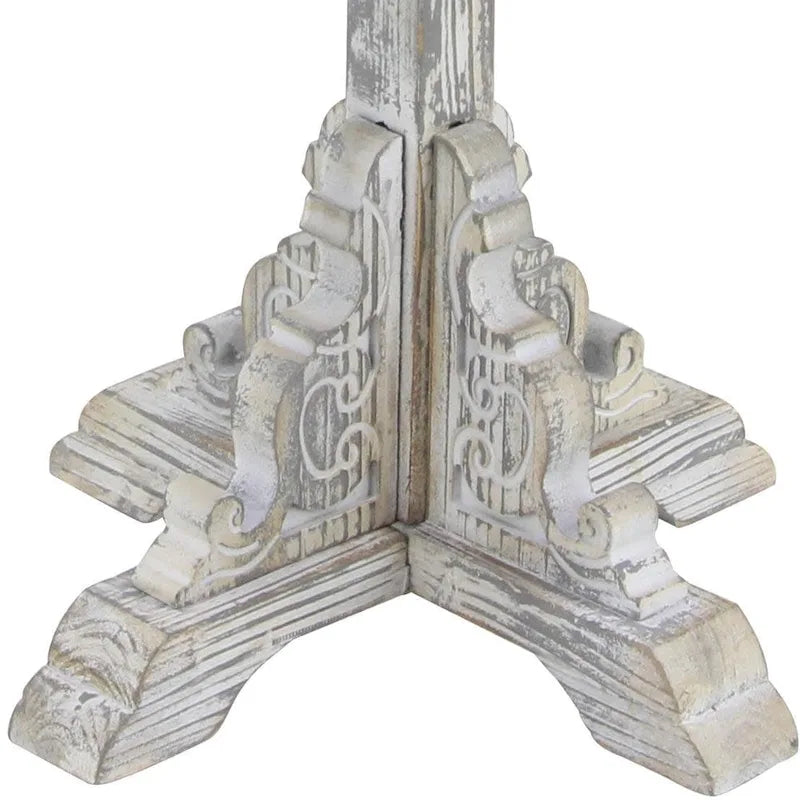 Table d'appoint ou de chevet en bois avec volutes finement sculptées et plateau en bois brun - Gris, blanc, crème