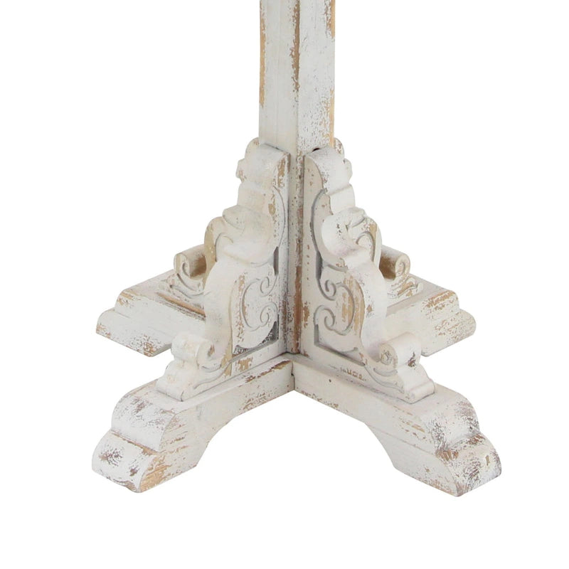 Table d'appoint ou de chevet en bois avec volutes finement sculptées et plateau en bois brun - Gris, blanc, crème