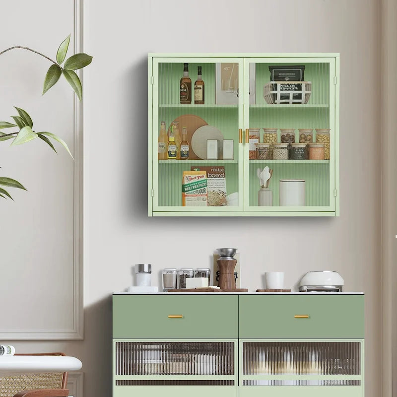 Retro Style Glass Door Wall Cabinet