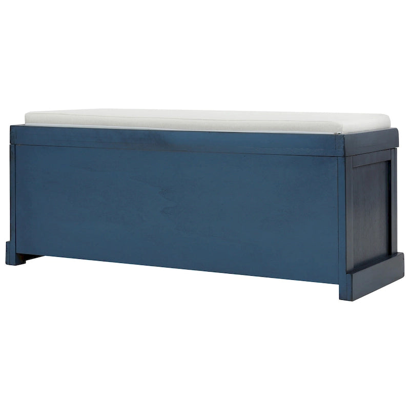 Banc de rangement rustique avec 3 paniers classiques en rotin amovibles, banc d'entrée avec coussin amovible