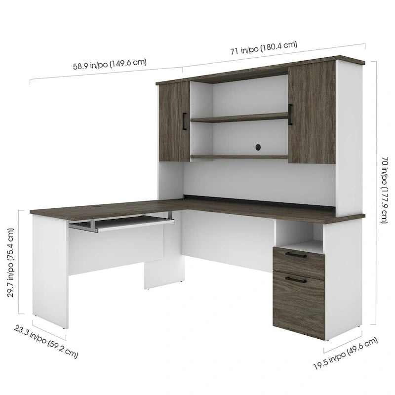 Bureau d'angle avec huche