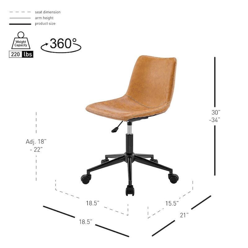 Chaise de bureau pivotante en PU