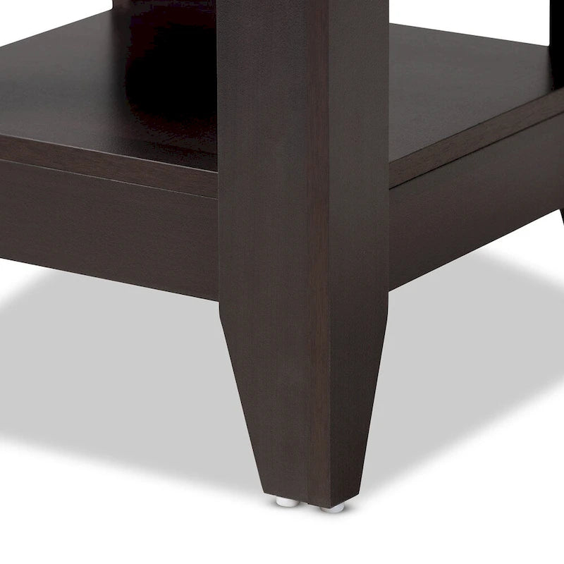 Table d'appoint en bois brun foncé