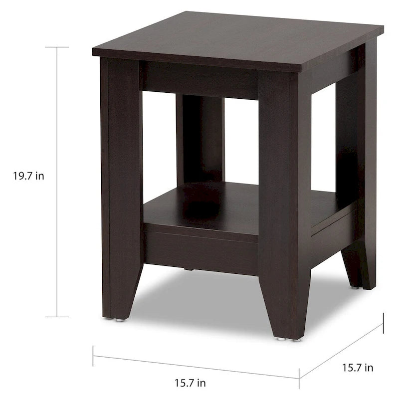 Table d'appoint en bois brun foncé