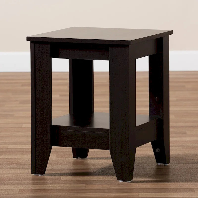 Table d'appoint en bois brun foncé