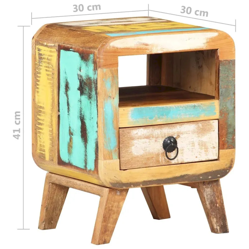 Table de Chevet Cabinet Bout de Canapé avec Pieds en Bois Massif pour Chambre à Coucher - 11.8 x 11.8 x 16.1
