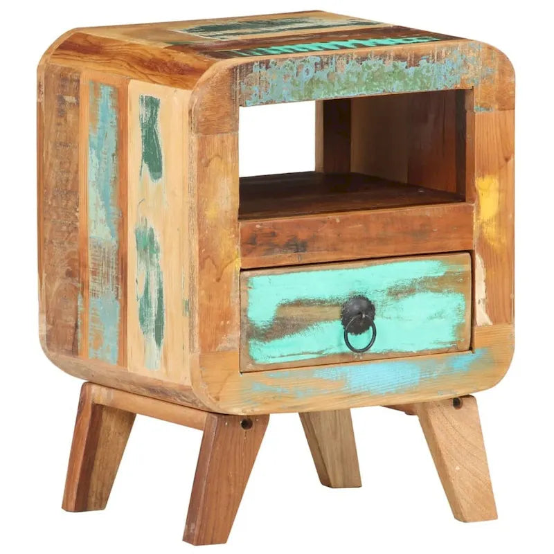 Table de Chevet Cabinet Bout de Canapé avec Pieds en Bois Massif pour Chambre à Coucher - 11.8 x 11.8 x 16.1