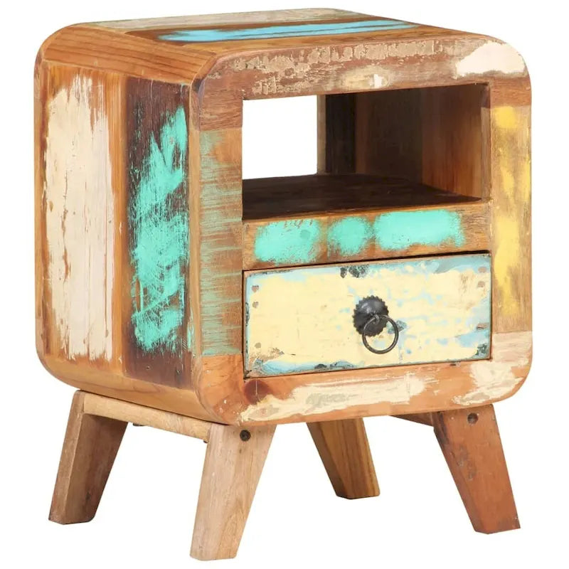 Table de Chevet Cabinet Bout de Canapé avec Pieds en Bois Massif pour Chambre à Coucher - 11.8 x 11.8 x 16.1