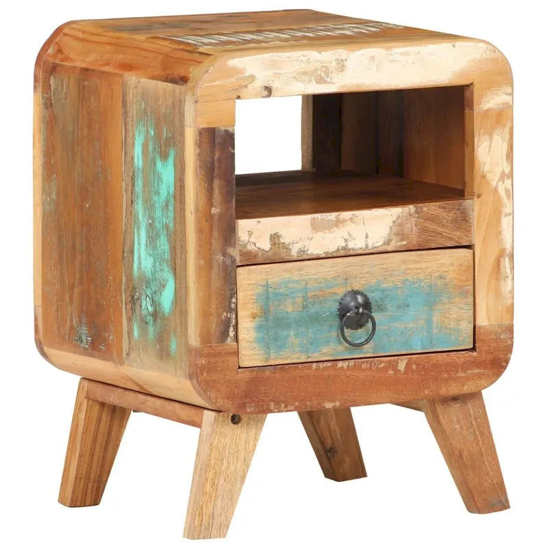 Table de Chevet Cabinet Bout de Canapé avec Pieds en Bois Massif pour Chambre à Coucher - 11.8 x 11.8 x 16.1