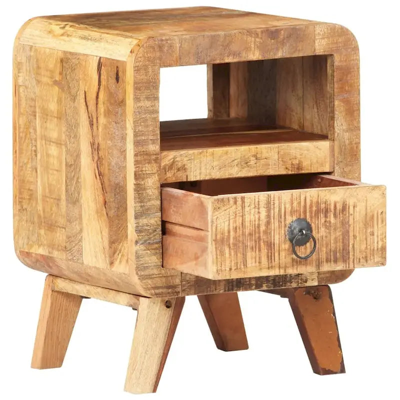 Table de Chevet Cabinet Bout de Canapé avec Pieds en Bois Massif pour Chambre à Coucher - 11.8 x 11.8 x 16.1
