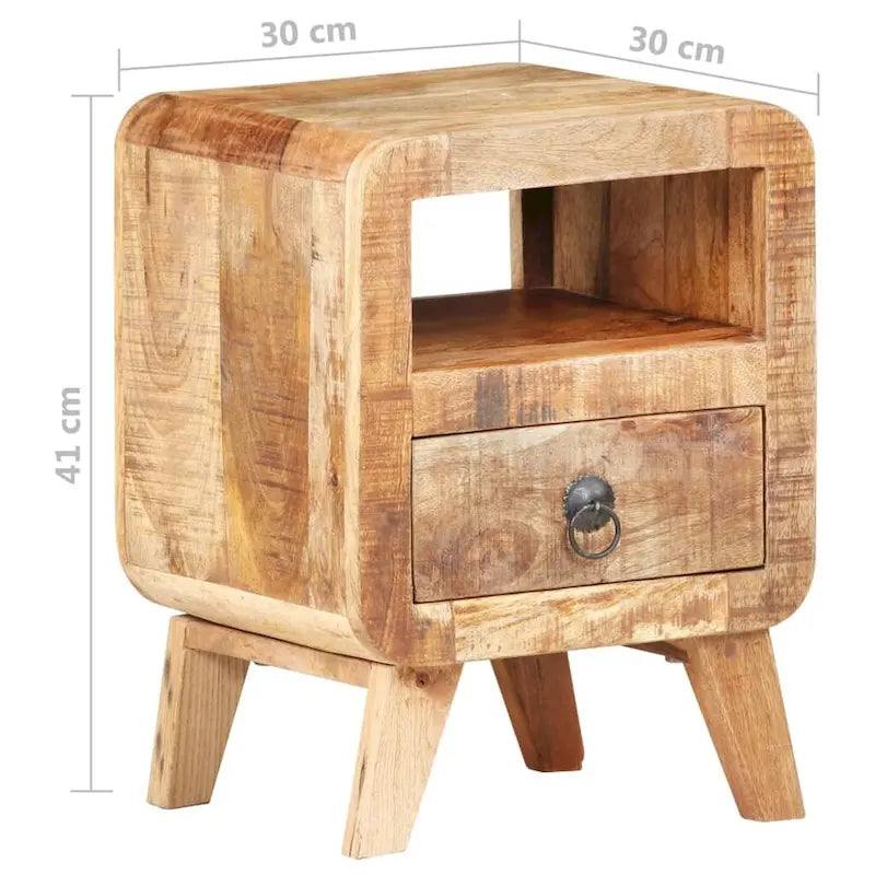 Table de Chevet Cabinet Bout de Canapé avec Pieds en Bois Massif pour Chambre à Coucher - 11.8 x 11.8 x 16.1