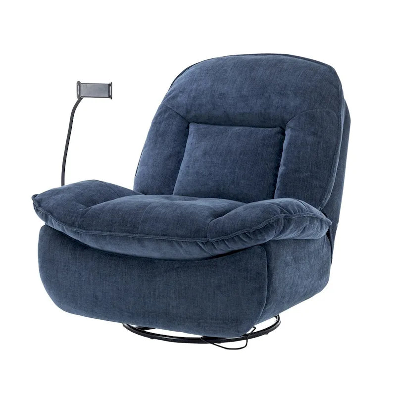 Fauteuil inclinable pivotant en tissu bronzant avec support pour téléphone portable
