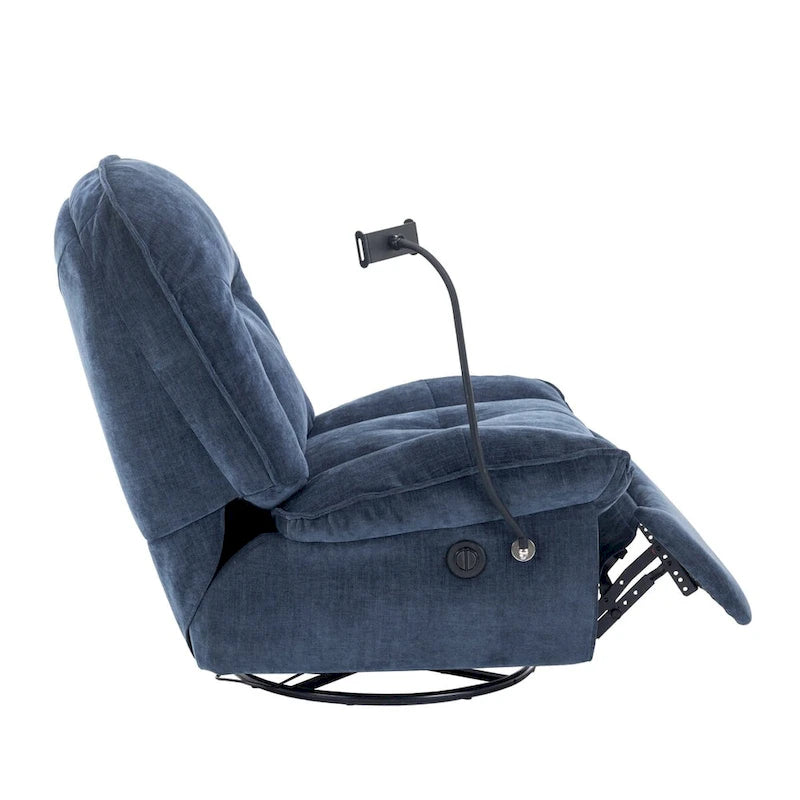 Fauteuil inclinable pivotant en tissu bronzant avec support pour téléphone portable