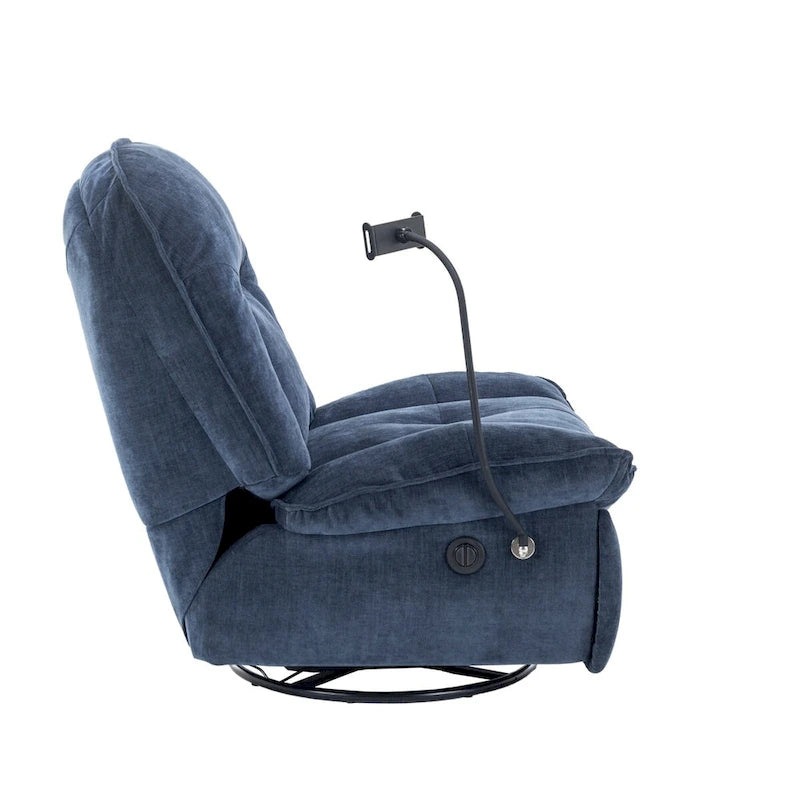 Fauteuil inclinable pivotant en tissu bronzant avec support pour téléphone portable
