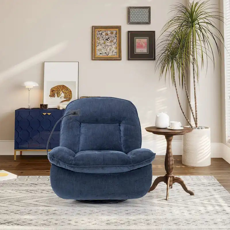 Fauteuil inclinable pivotant en tissu bronzant avec support pour téléphone portable