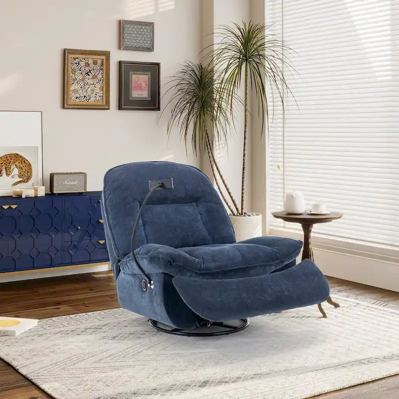 Fauteuil inclinable pivotant en tissu bronzant avec support pour téléphone portable