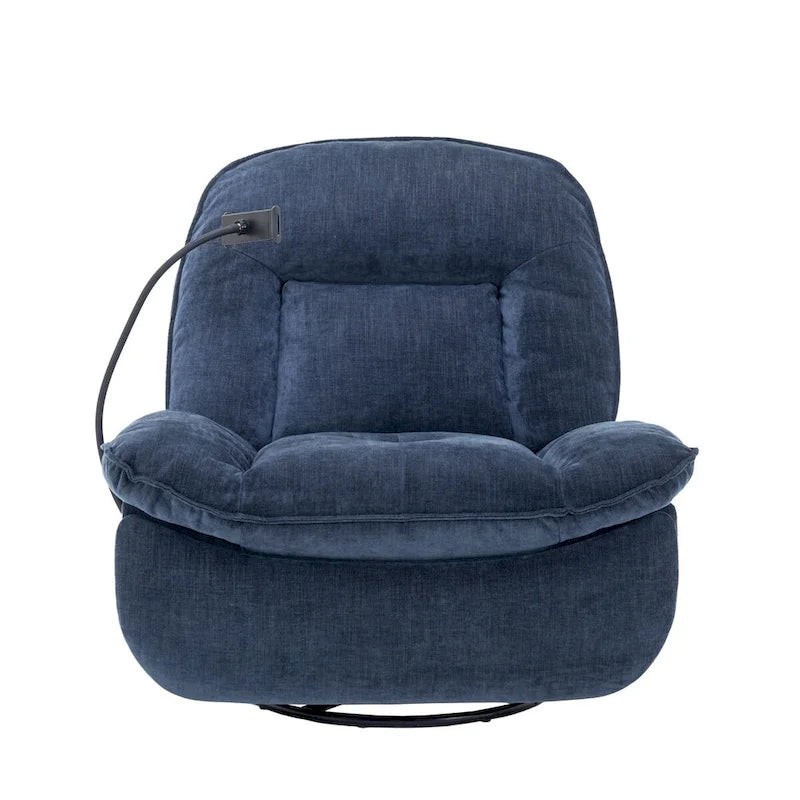 Fauteuil inclinable pivotant en tissu bronzant avec support pour téléphone portable