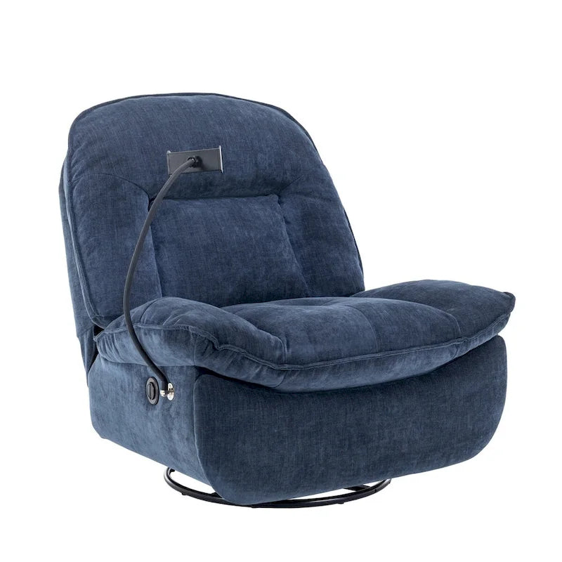 Fauteuil inclinable pivotant en tissu bronzant avec support pour téléphone portable
