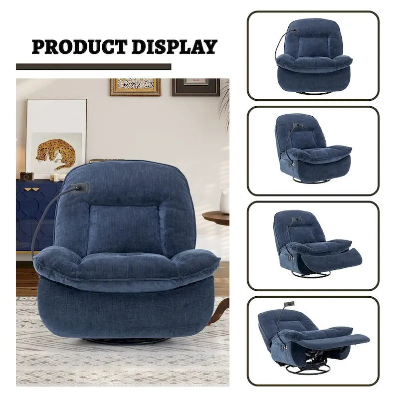 Fauteuil inclinable pivotant en tissu bronzant avec support pour téléphone portable