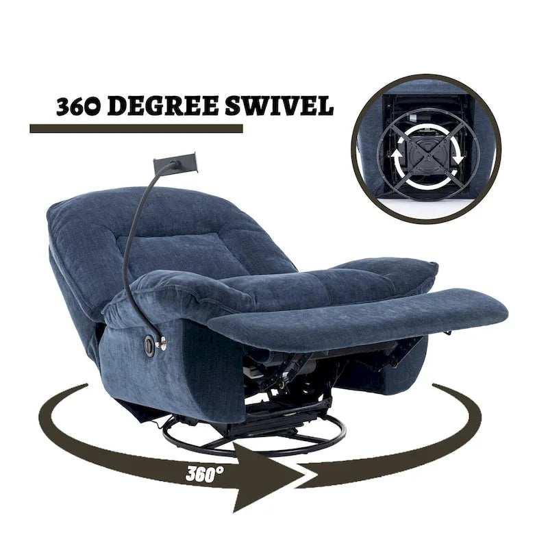Fauteuil inclinable pivotant en tissu bronzant avec support pour téléphone portable