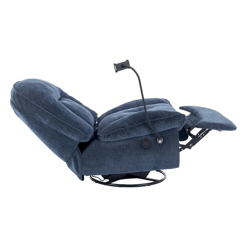 Fauteuil inclinable pivotant en tissu bronzant avec support pour téléphone portable
