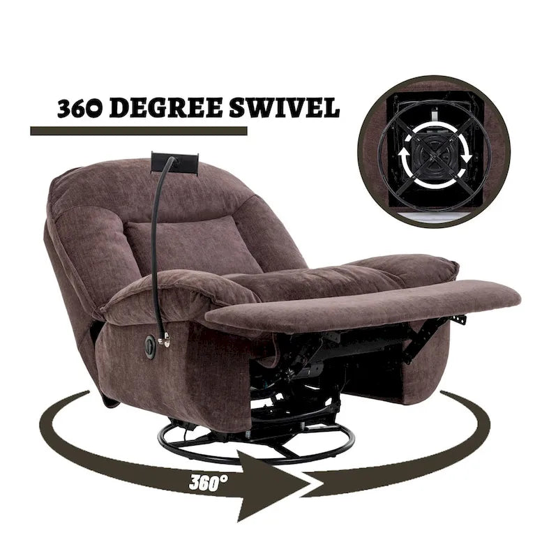 Fauteuil inclinable pivotant en tissu bronzant avec support pour téléphone portable