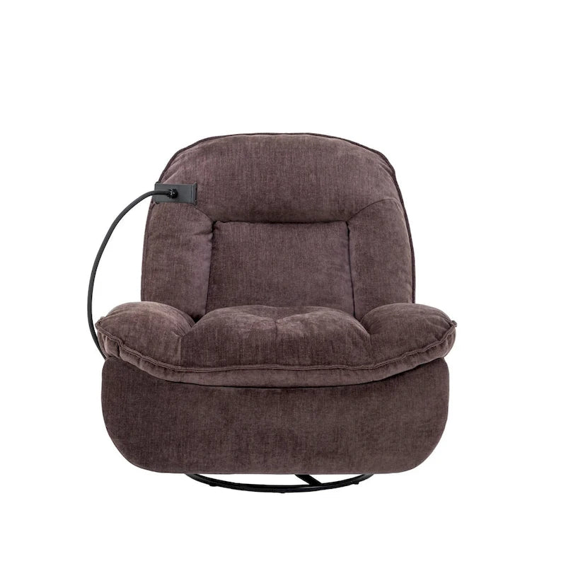 Fauteuil inclinable pivotant en tissu bronzant avec support pour téléphone portable