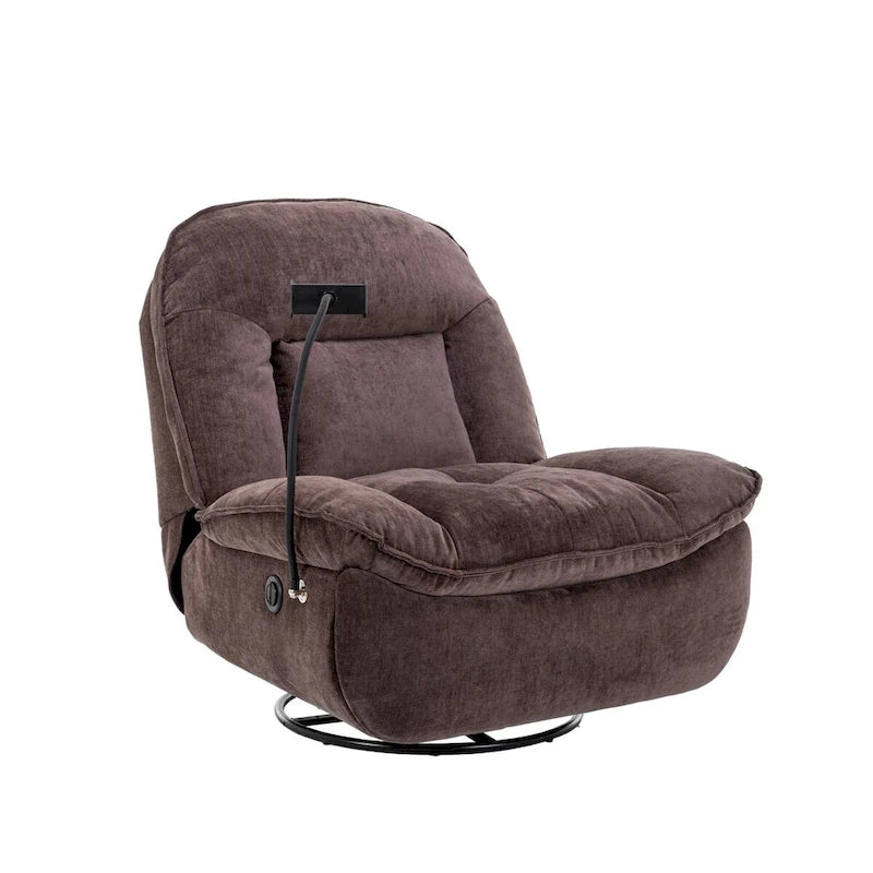 Fauteuil inclinable pivotant en tissu bronzant avec support pour téléphone portable