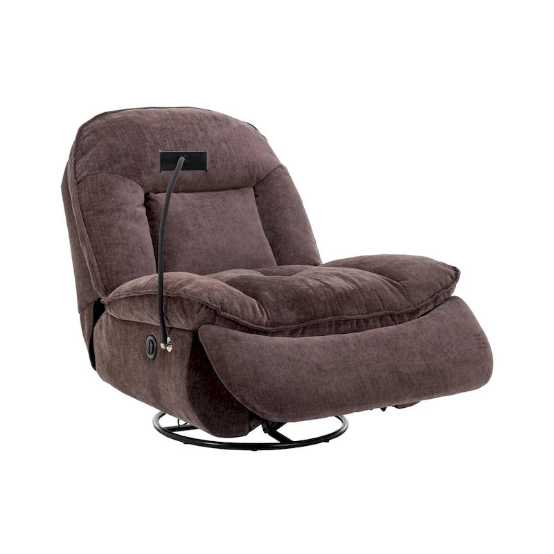 Fauteuil inclinable pivotant en tissu bronzant avec support pour téléphone portable