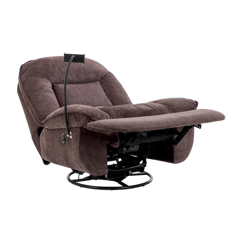 Fauteuil inclinable pivotant en tissu bronzant avec support pour téléphone portable