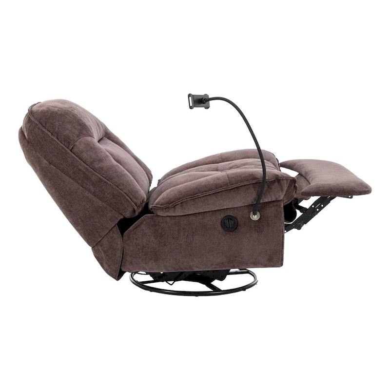 Fauteuil inclinable pivotant en tissu bronzant avec support pour téléphone portable
