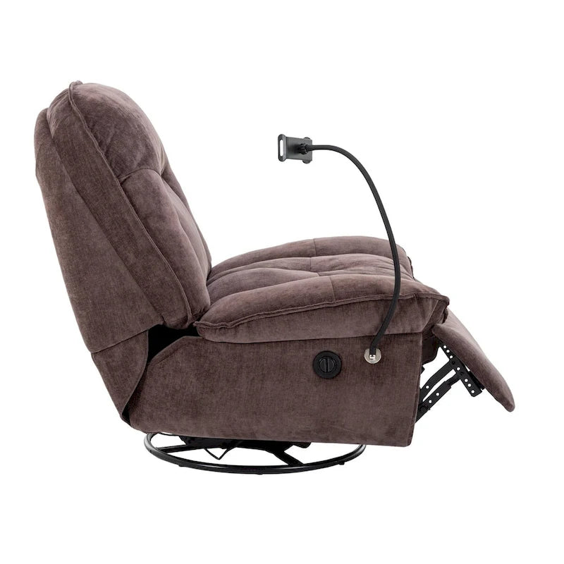 Fauteuil inclinable pivotant en tissu bronzant avec support pour téléphone portable